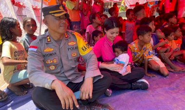 Kapolres Flotim Bersama Bhayangkari Hadirkan Keceriaan bagi Anak Korban Erupsi Lewotobi