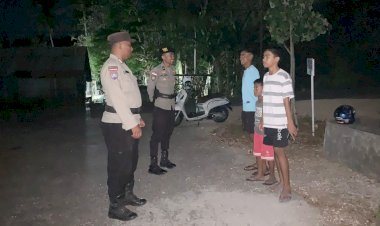 Patroli Malam Personel Polsek  Rote Barat Laut  Cegah Gangguan Kamtibmas