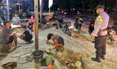 Polsek Pantai Baru Gelar Patroli Malam Untuk Ciptakan Situasi Kamtibmas Aman
