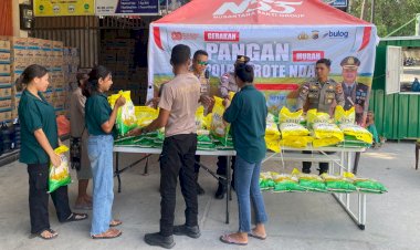 Satu Ton Beras SPHP di Distribusikan Bagi Warga Dalam Rangka GPM Polres Rote Ndao