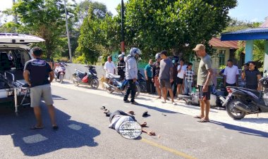 Laka Lantas Sepeda Motor vs Sepeda Motor di Pantai Baru, Korban Alami Luka