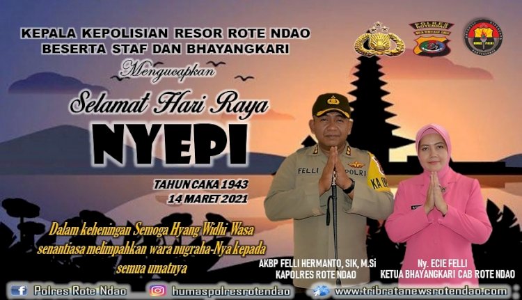 Kapolres Rote Ndao dan Bhayangkari Cabang Rote Ndao Berikan Ucapan Selamat Hari Raya Nyepi
