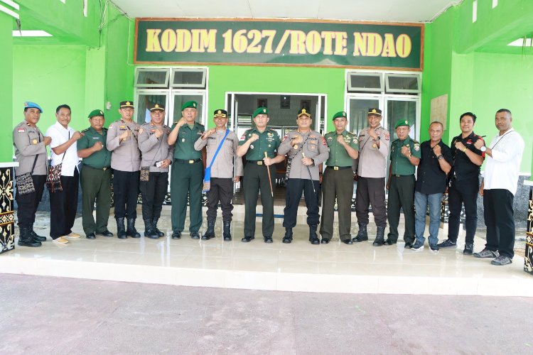Jalin Sinergitas TNI-Polri, Kapolres dan PJU Sambangi Kodim 1627/Rote Ndao