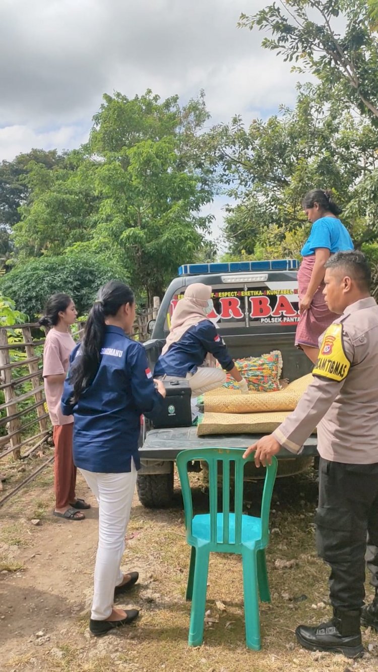 Gerak Cepat Personel Polsek Pantai Baru Jemput Ibu Hamil Ke Puskesmas Sonimanu