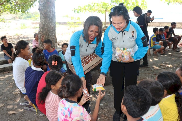 Polwan Polres Flotim Gelar Trauma Healing untuk Anak-Anak Korban Bentrokan di Adonara Barat