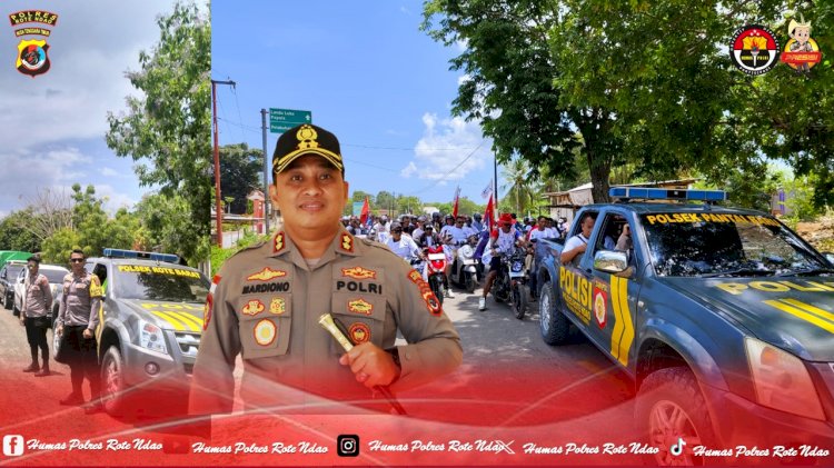 Kapolres Rote Ndao : Personel Polres Rote Ndao Kawal Ketat Mobilisasi Massa Pada Kampanye Akbar Pilkada Serentak 2024 Untuk Kamseltibcar Lantas