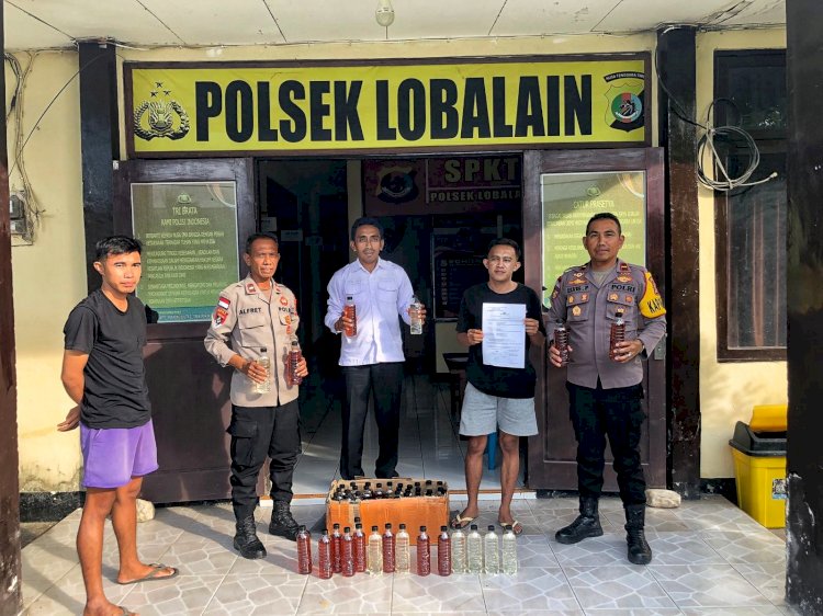 Operasi Pekat Turangga 2025, Polsek Lobalain Amankan Lima Puluh Lima Botol Moke