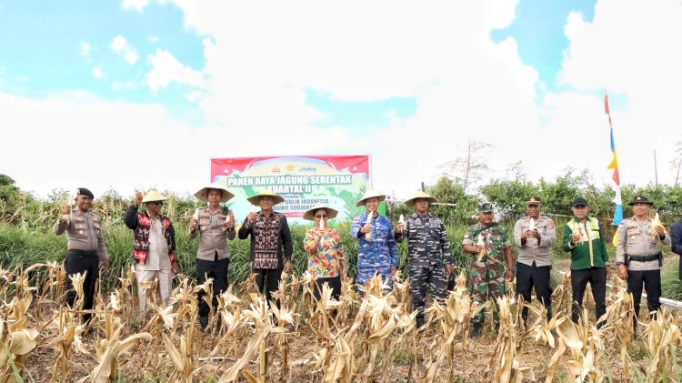 Panen Raya Jagung Kuartal II Di Desa Loman, Upaya Polri Untuk Tingkatkan Swasembada Pangan Komuditas Jagung