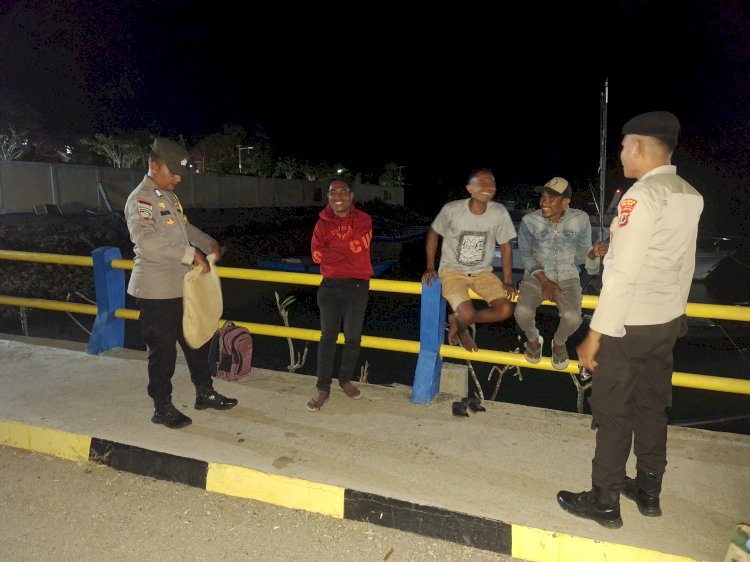 Patroli Malam Personel Polsek Pantaibaru Untuk Jamin Keamanan Masyarakat