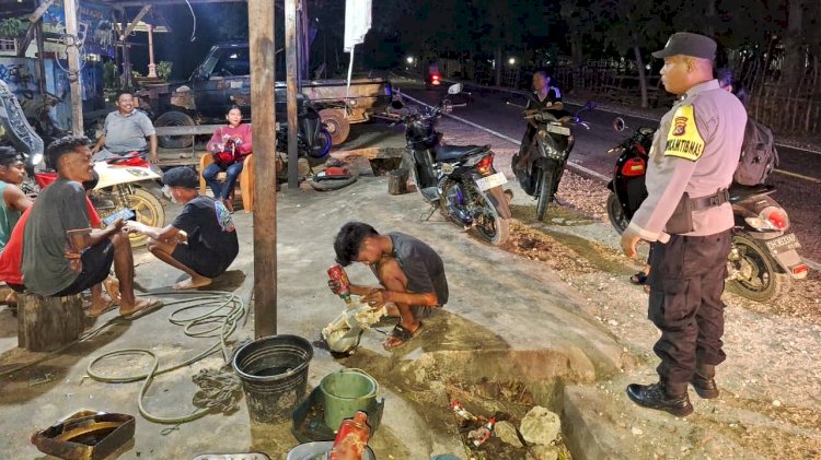 Polsek Pantai Baru Gelar Patroli Malam Untuk Ciptakan Situasi Kamtibmas Aman